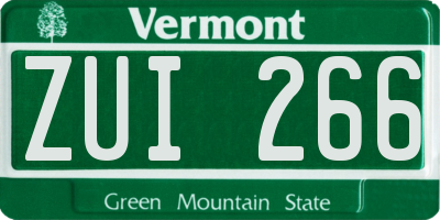 VT license plate ZUI266