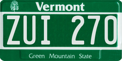 VT license plate ZUI270