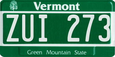 VT license plate ZUI273
