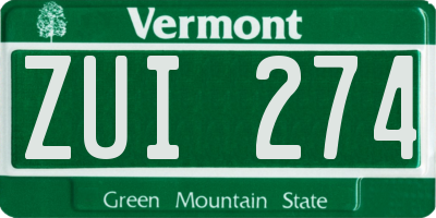 VT license plate ZUI274