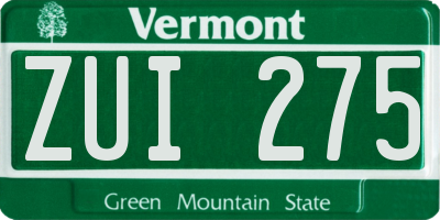 VT license plate ZUI275
