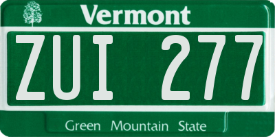 VT license plate ZUI277