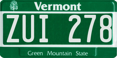 VT license plate ZUI278
