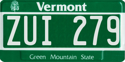 VT license plate ZUI279