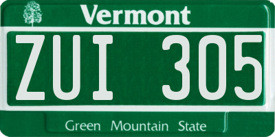 VT license plate ZUI305