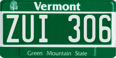 VT license plate ZUI306