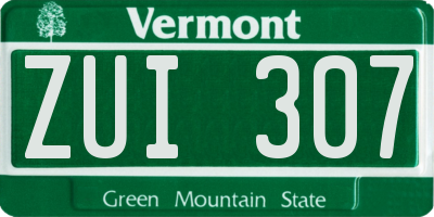 VT license plate ZUI307