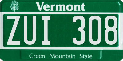 VT license plate ZUI308