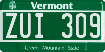 VT license plate ZUI309