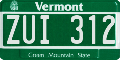 VT license plate ZUI312