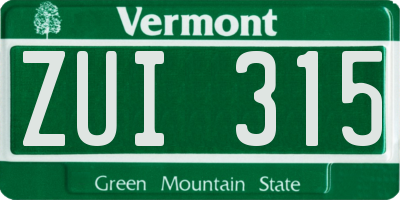 VT license plate ZUI315