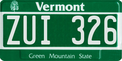 VT license plate ZUI326