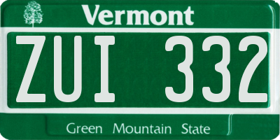 VT license plate ZUI332