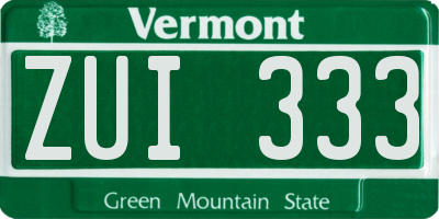 VT license plate ZUI333