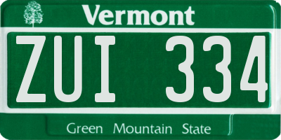 VT license plate ZUI334