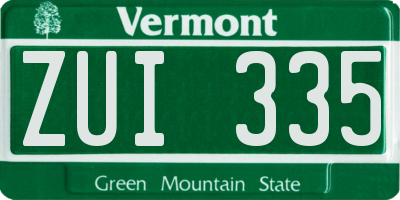 VT license plate ZUI335