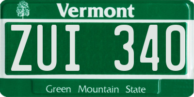 VT license plate ZUI340