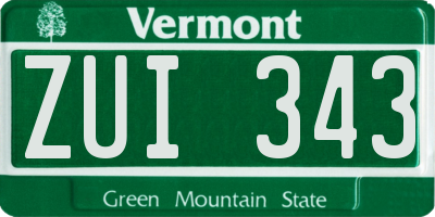VT license plate ZUI343