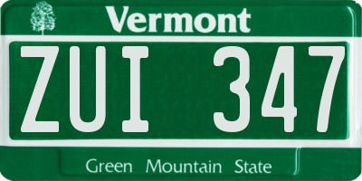 VT license plate ZUI347