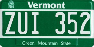 VT license plate ZUI352