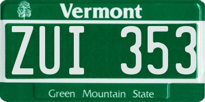 VT license plate ZUI353