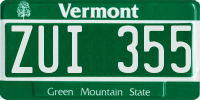 VT license plate ZUI355