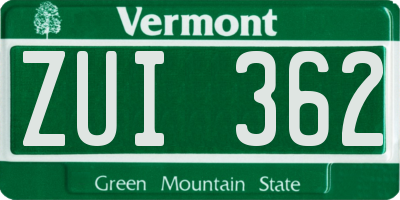 VT license plate ZUI362