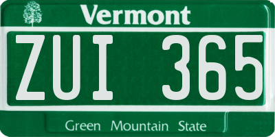 VT license plate ZUI365