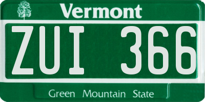 VT license plate ZUI366