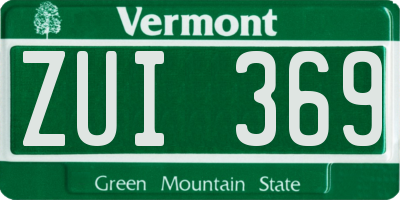 VT license plate ZUI369