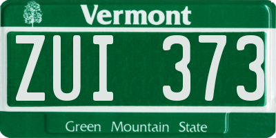 VT license plate ZUI373