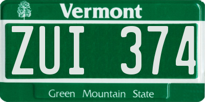 VT license plate ZUI374