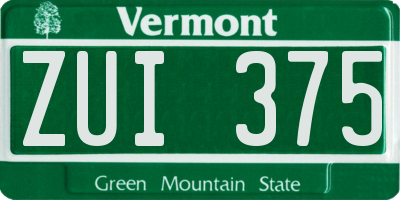 VT license plate ZUI375