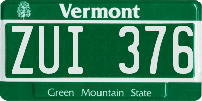 VT license plate ZUI376