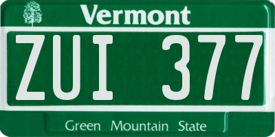 VT license plate ZUI377