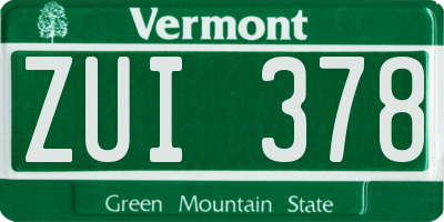 VT license plate ZUI378