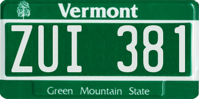 VT license plate ZUI381