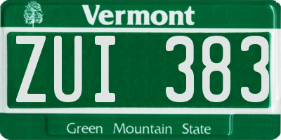 VT license plate ZUI383