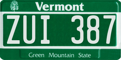 VT license plate ZUI387