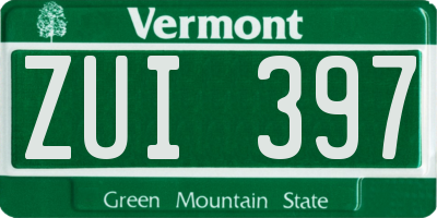 VT license plate ZUI397
