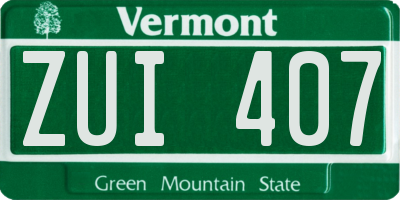 VT license plate ZUI407