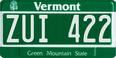 VT license plate ZUI422