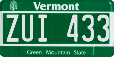 VT license plate ZUI433