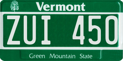 VT license plate ZUI450
