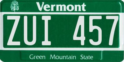 VT license plate ZUI457