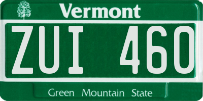VT license plate ZUI460