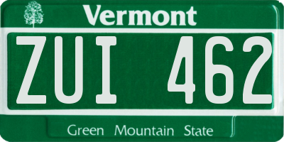 VT license plate ZUI462