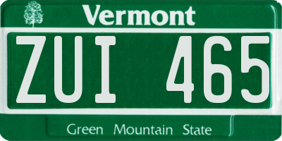 VT license plate ZUI465