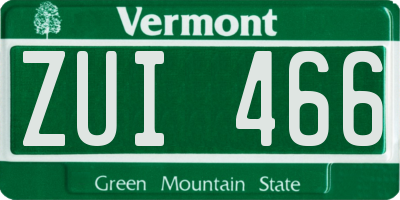 VT license plate ZUI466