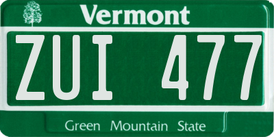 VT license plate ZUI477